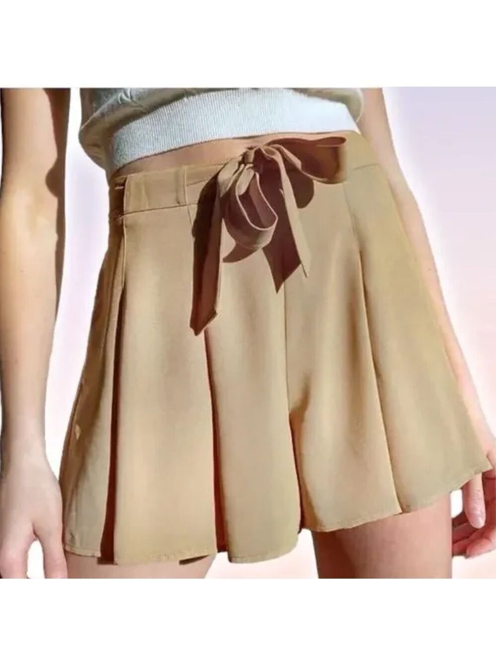 Sunday Best Tan Skorts with Elegant Bow Size 2